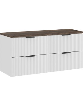 Závěsná skříňka pod umyvadlo Casad s deskou 120 cm bílá/dub santafe vintage
