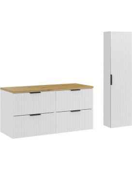 Koupelnová sestava Casad s deskou a skříňkami 120 cm bílá/dub artisan