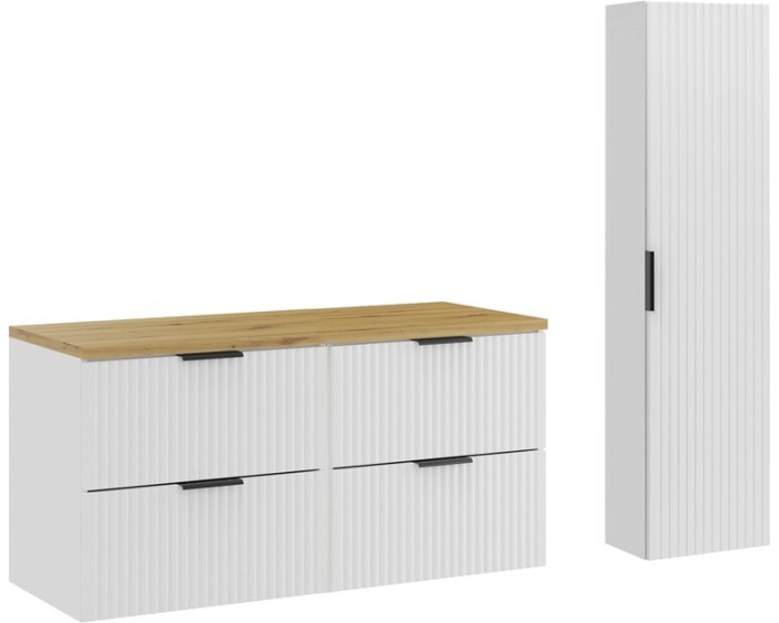 Koupelnová sestava Casad s deskou a skříňkami 120 cm bílá/dub artisan