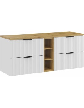 Závěsná skříňka pod umyvadlo Casad s deskou 140 cm bílá/dub artisan