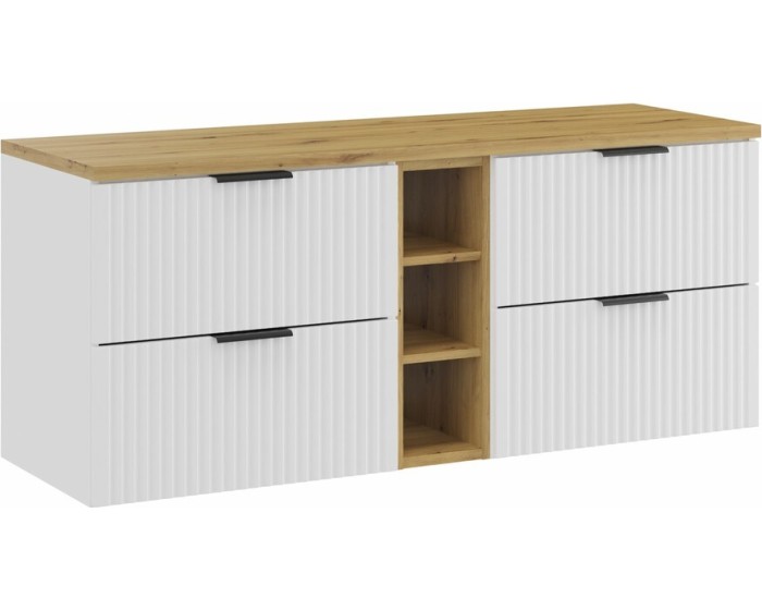 Závěsná skříňka pod umyvadlo Casad s deskou 140 cm bílá/dub artisan