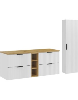 Koupelnová sestava Casad s deskou a skříňkami 140 cm bílá/dub artisan