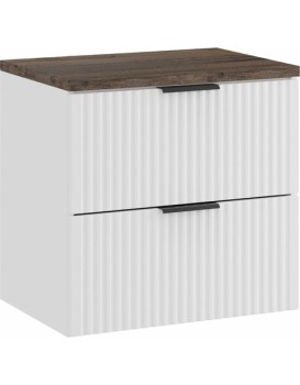 Závěsná skříňka pod umyvadlo Casad s deskou 60 cm bílá/dub santa fe vintage