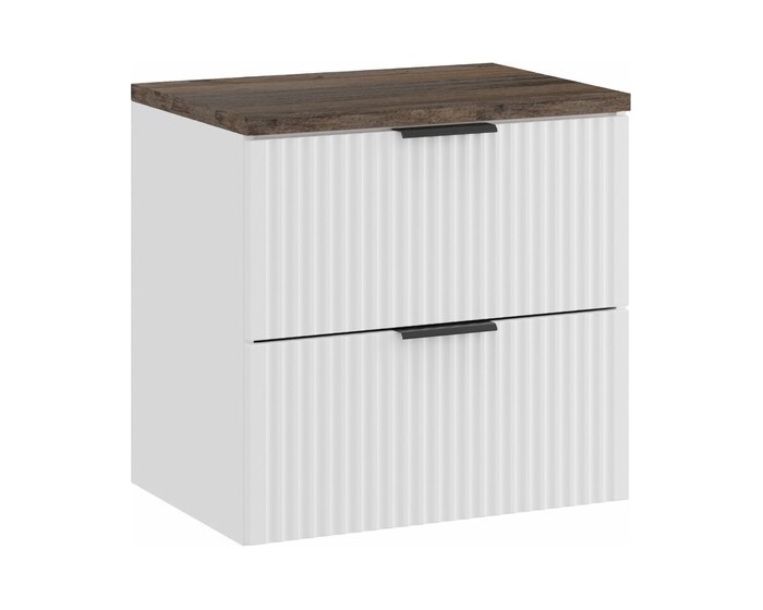 Závěsná skříňka pod umyvadlo Casad s deskou 60 cm bílá/dub santa fe vintage
