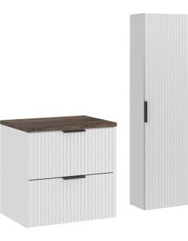 Koupelnová sestava Casad s deskou a skříňkami 60 cm bílá/dub santa fe vintage