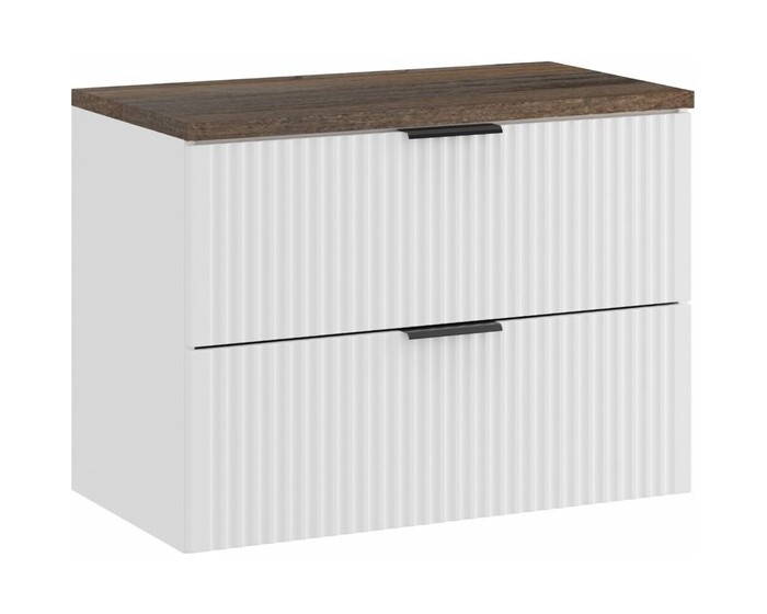 Závěsná skříňka pod umyvadlo Casad s deskou 80 cm bílá/dub santa fe vintage
