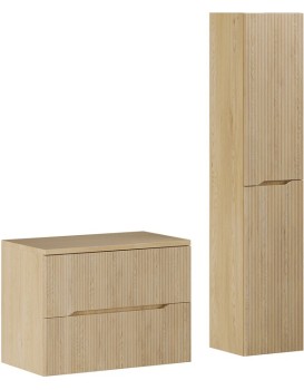 Koupelnová sestava Nordic s deskou a skříňkami 80 cm dub cremona