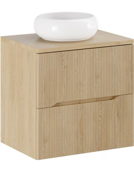 Závěsná skříňka Nordic Wiki s deskou a umyvadlem 60 cm dub cremona