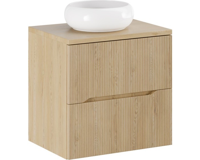 Závěsná skříňka Nordic Wiki s deskou a umyvadlem 60 cm dub cremona