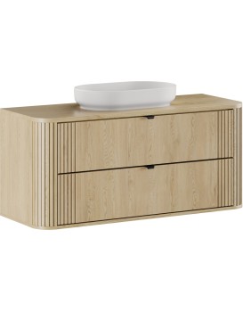 Závěsná skříňka Ovalia River s deskou a umyvadlem 120 cm dub Cremona
