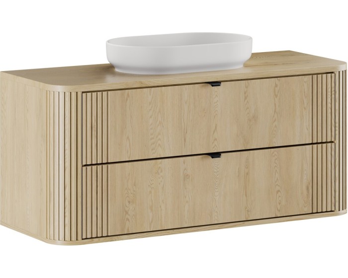 Závěsná skříňka Ovalia River s deskou a umyvadlem 120 cm dub Cremona
