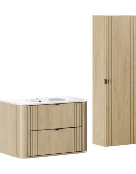 Koupelnová sestava Ovalia Pure se skříňkami a zápustným umyvadlem 80 cm dub Cremona