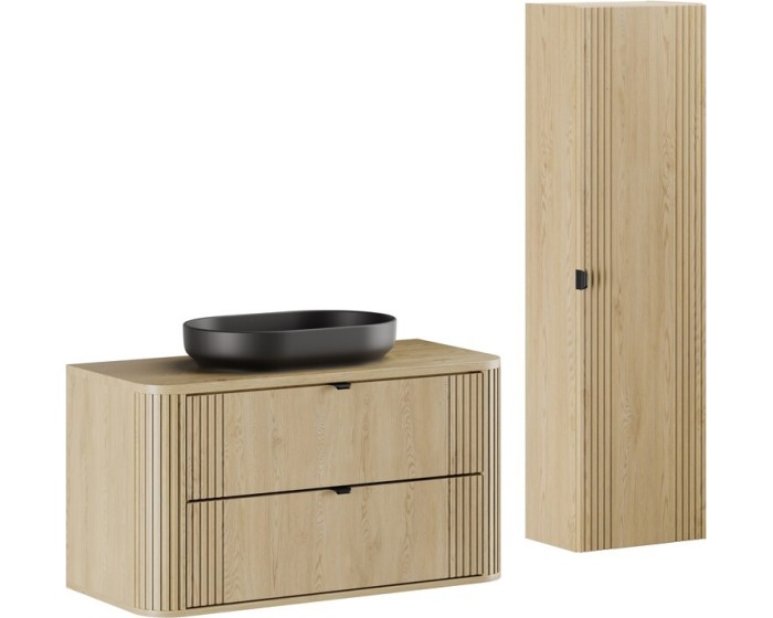 Koupelnová sestava Ovalia se skříňkami a umyvadlem 100 cm dub Cremona