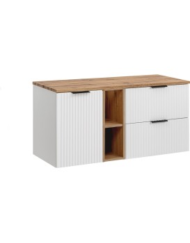 Závěsná skříňka pod umyvadlo Casad s deskou 140 cm bílá/dub evoke
