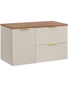 Závěsná skříňka Adele Cashmere s deskou 100 cm kašmírová/dub wotan