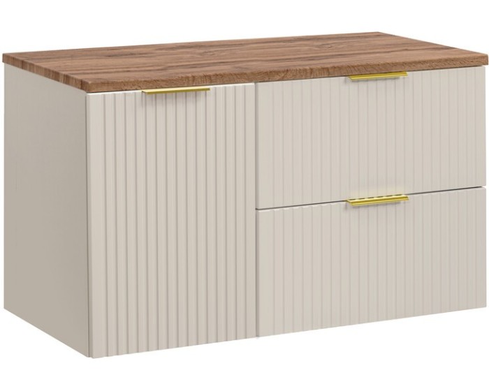 Závěsná skříňka Adele Cashmere s deskou 100 cm kašmírová/dub wotan