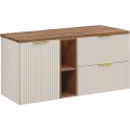Závěsná skříňka Adele Cashmere II s deskou 120 cm kašmírová/dub wotan