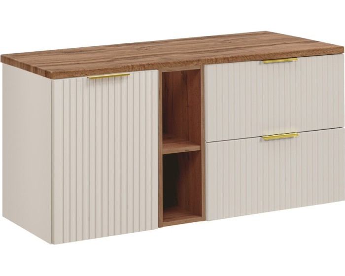 Závěsná skříňka Adele Cashmere II s deskou 120 cm kašmírová/dub wotan