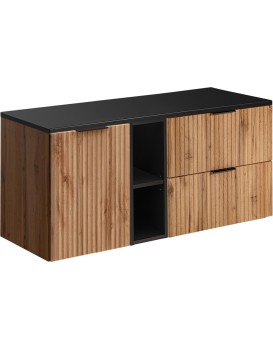 Závěsná skříňka Casad s deskou 120 cm černá/dub wotan