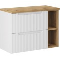 Závěsná skříňka pod umyvadlo Nova White s deskou 80 cm bílá/dub evoke