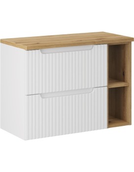 Závěsná skříňka pod umyvadlo Nova White s deskou 80 cm bílá/dub evoke