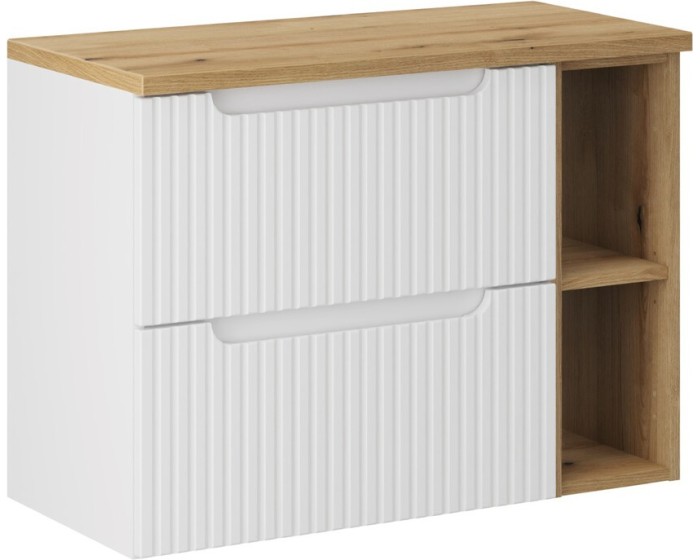 Závěsná skříňka pod umyvadlo Nova White s deskou 80 cm bílá/dub evoke