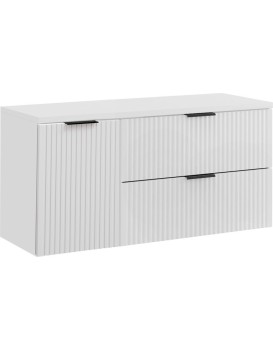 Závěsná skříňka pod umyvadlo Casad s deskou a košem na prádlo 120 cm bílá