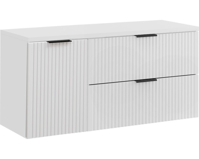 Závěsná skříňka pod umyvadlo Casad s deskou a košem na prádlo 120 cm bílá