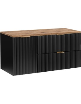 Závěsná skříňka pod umyvadlo Casad s deskou 120 cm dub wotan/černá