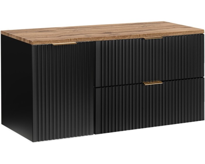 Závěsná skříňka pod umyvadlo Casad s deskou 120 cm dub wotan/černá