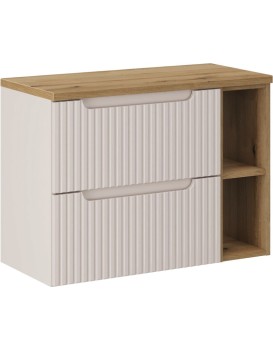 Závěsná skříňka pod umyvadlo Nova Cashmere s deskou 80 cm kašmírová/dub evoke