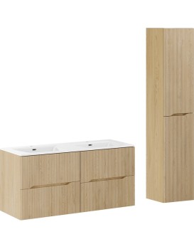 Koupelnová sestava Nordic se skříňkami a zápustnými umyvadly 120 cm dub cremona