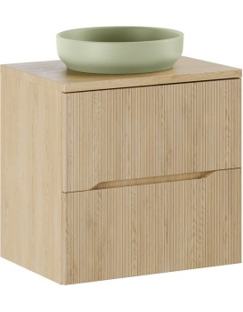 Závěsná skříňka Nordic River s deskou a umyvadlem 60 cm dub cremona
