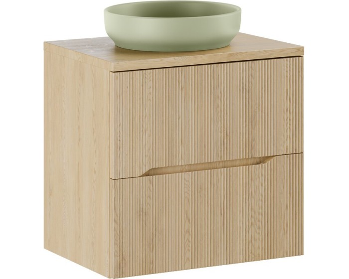 Závěsná skříňka Nordic River s deskou a umyvadlem 60 cm dub cremona