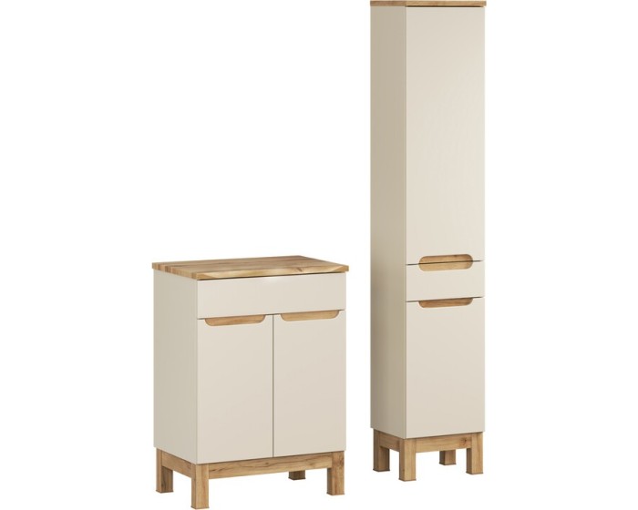 Koupelnová sestava Bali Nature s deskou a skříňkami 60 cm kašmírová/dub wotan