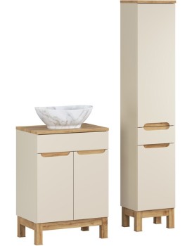 Koupelnová sestava Bali Casad Pati s umyvadlem, deskou a skříňkami 60 cm kašmírová/dub wotan