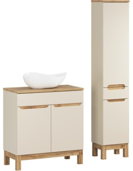 Koupelnová sestava Bali Casad s deskou, umyvadlem a skříňkami 80 cm kašmírová/dub wotan