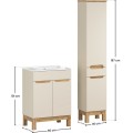 Koupelnová sestava Bali Lava se zápustným umyvadlem, skříňkami 60 cm kašmírová/dub wotan