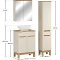 Koupelnová sestava Bali Nature Lola s deskou, umyvadlem, skříňkami a zrcadlem 60 cm kašmírová/dub wotan