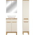 Koupelnová sestava Bali Nature Lola s deskou, umyvadlem, skříňkami a zrcadlem 60 cm kašmírová/dub wotan