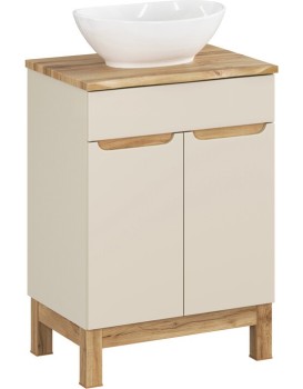 Koupelnová skříňka Bali Nature Lola s deskou a umyvadlem 60 cm kašmírová/dub wotan