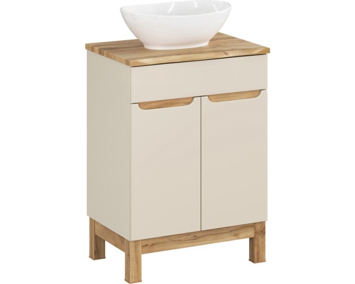 Koupelnová skříňka Bali Nature Lola s deskou a umyvadlem 60 cm kašmírová/dub wotan