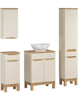 Koupelnová sestava Bali Casad Pati s deskou, umyvadlem a skříňkami 60 cm kašmírová/dub wotan