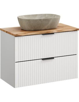 Závěsná skříňka Casad Nature Anna s deskou a umyvadlem 80 cm bílá/dub wotan