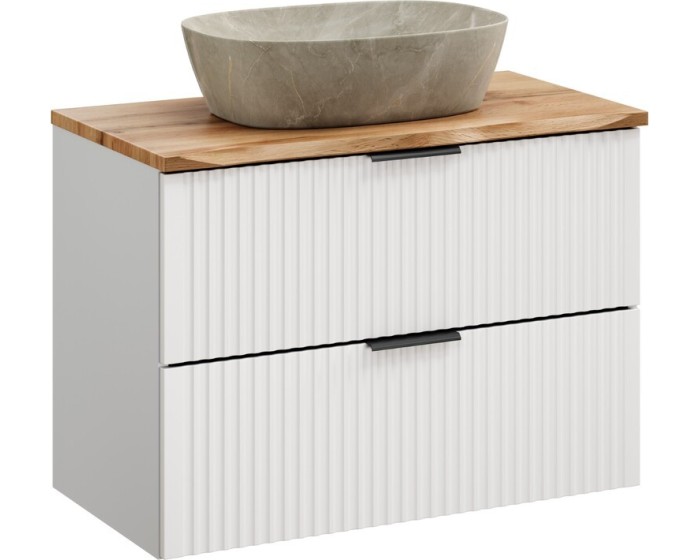 Závěsná skříňka Casad Nature Anna s deskou a umyvadlem 80 cm bílá/dub wotan
