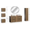 Koupelnová sestava Casad Nature Smile s deskou, skříňkami, umyvadly a LED zrcadlem 120 cm černá/dub wotan