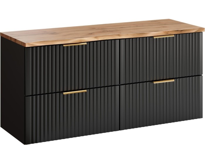 Závěsná skříňka Casad Nature s deskou 120 cm černá/dub wotan