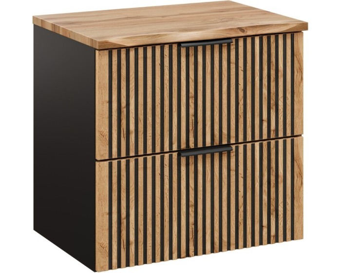 Závěsná skříňka Casad Nature s deskou 60 cm dub wotan/černá