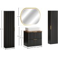 Koupelnová sestava Casad Nature Magic s deskou, umyvadlem, skříňkami a zrcadlem 60 cm černá