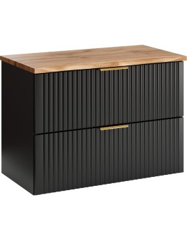 Závěsná skříňka Casad Nature s deskou 80 cm černá/dub wotan